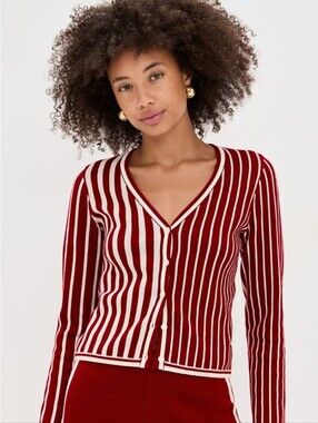 Red and White Striped Button-Down Top